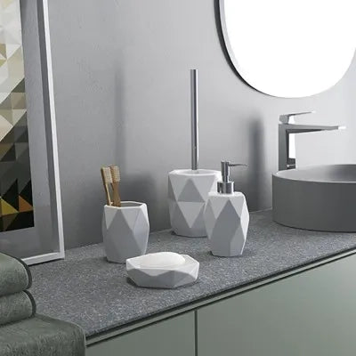 Portascopino bagno d'appoggio bianco Gedy serie Dalia in ceramica