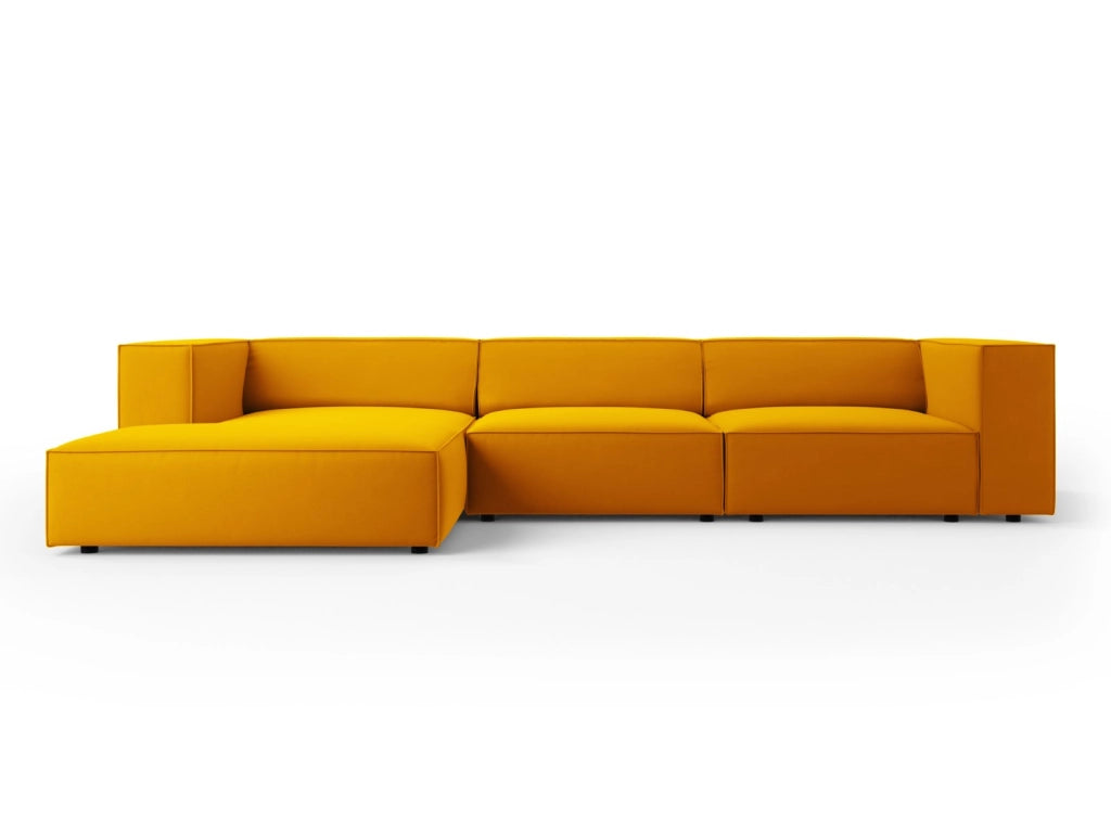 Cosmopolitan Design - Divano angolare sinistro "Arendal" 4 posti in velluto giallo 