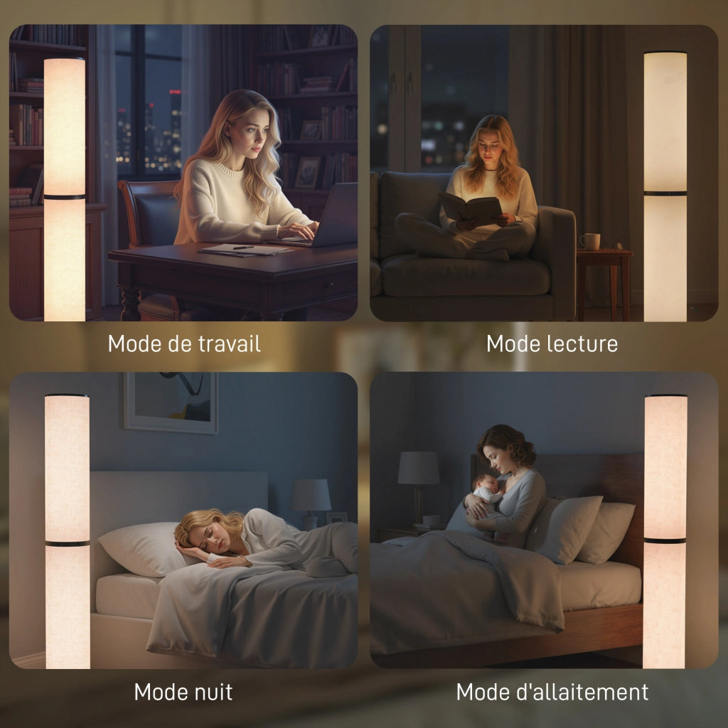 Lampada da terra LED ¨C zephmum ¨C Beige 20x135 cm con telecomando