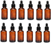 Olio Essenziale Contenitore - 12 Pezzi - 20 ml - Vetro Ambrato - Flacone a Gocce con Pipetta - Imbustato - Protezione UV - Flacone a Gocce