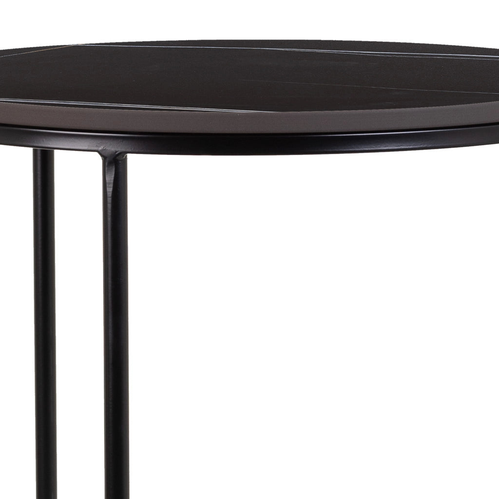 Set tavoli 3 pezzi metallo nero 29x29x46h-34x34x52h-39x39x57h cm