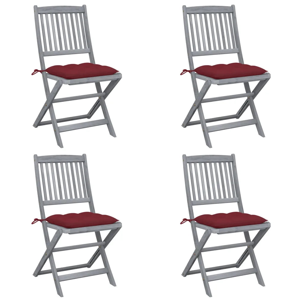 Sedie da Giardino Pieghevoli 4pz con Cuscini in Massello Acacia cod mxl 45213