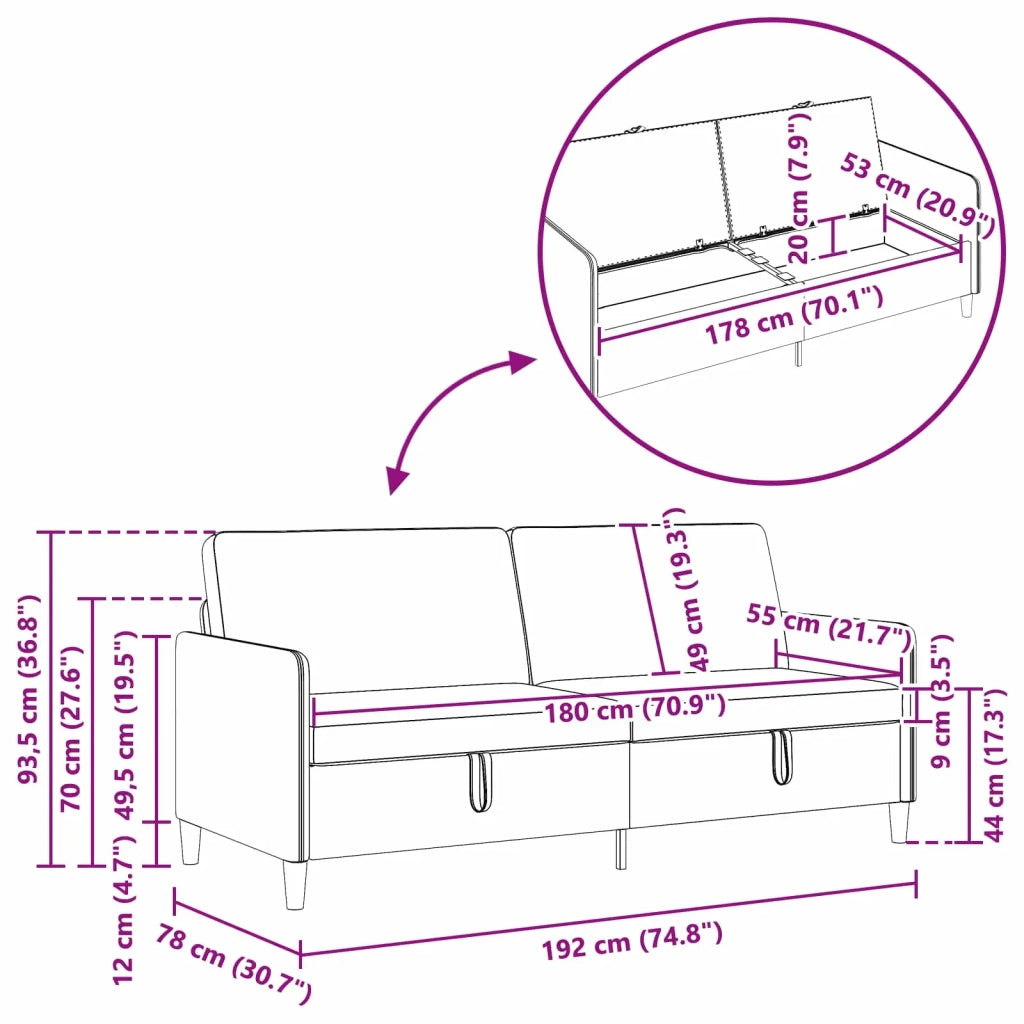 Divano con Storage Crema 192 x 78 x 87 cm Poliestere 42036982