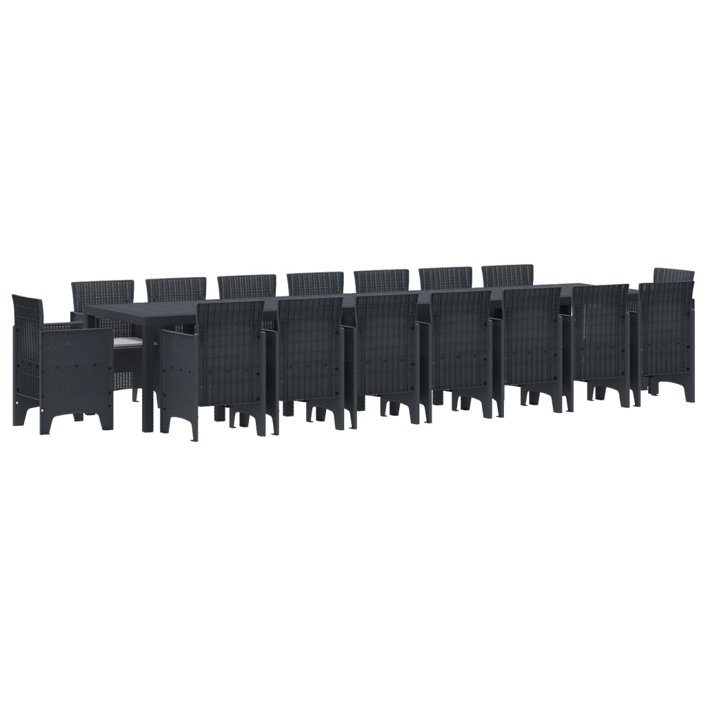 Set pranzo giardino  17 pezzi con cuscini Antracite Polirattan