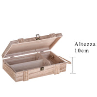 Set 2 Scatole Portabottiglie in Legno con Manico in Corda Altezza 35 cm