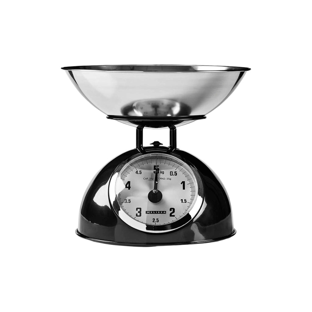 Bilancia da Cucina Retrò Analogica con Ciotola Inox 5Kg Max Nero MELISSA