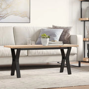 Tavolino Salotto Telaio a Y 110x40x45,5 cm Legno Pino e Acciaio