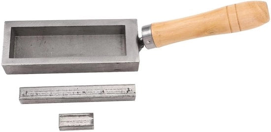 Ingot a forma di guscio 4 pollici - Ingot portatile in ghisa - Multifunzionale - Leggero - Manico di legno di betulla - Acciaio ottimamente laminato