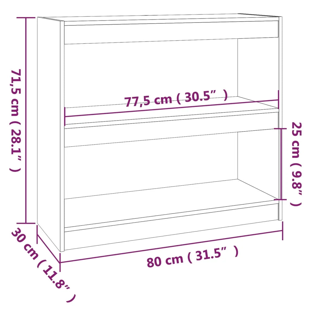 Libreria/Divisorio Grigio 80x30x71,5 cm Legno Massello di Pino 808185
