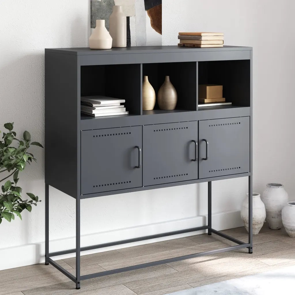Credenza | Madia | Buffet da pranzo | Armadio da pranzo Antracite 100,5x39x107 cm in Acciaio