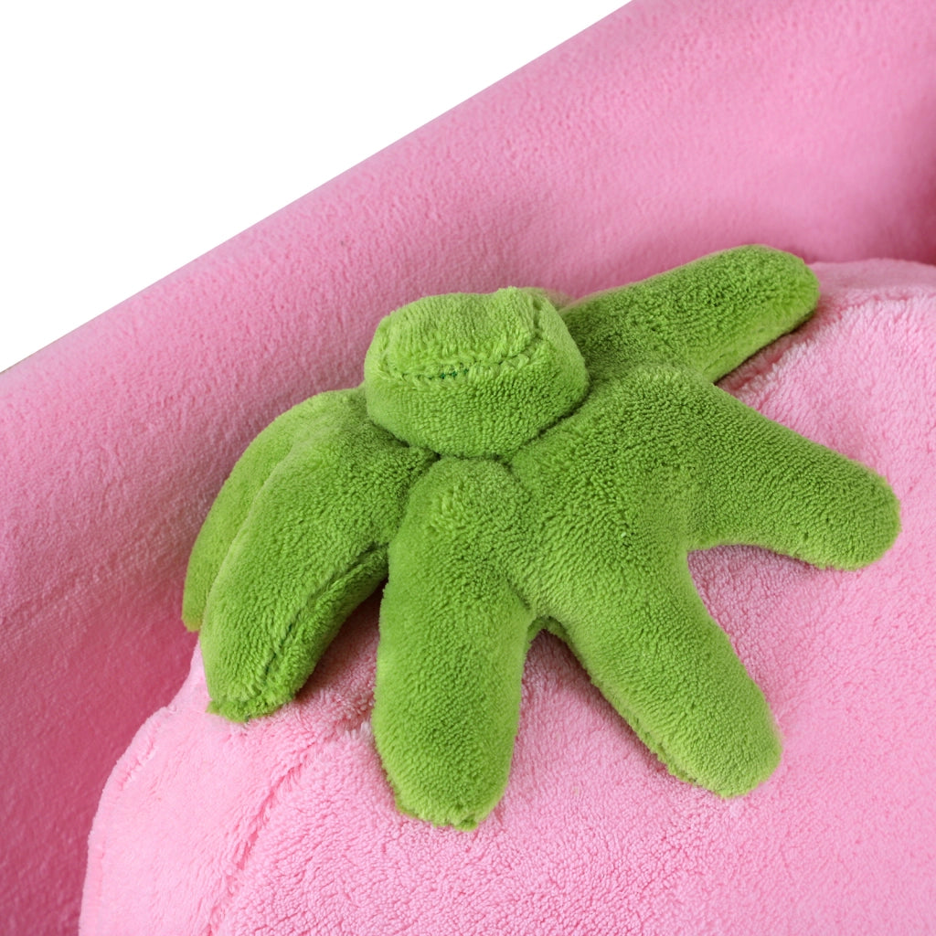 Poltrona bambini tessuto effetto velluto corallo con gambe legno massello per cameretta ¨C Xylo ¨C Rosa 90x53x48cm
