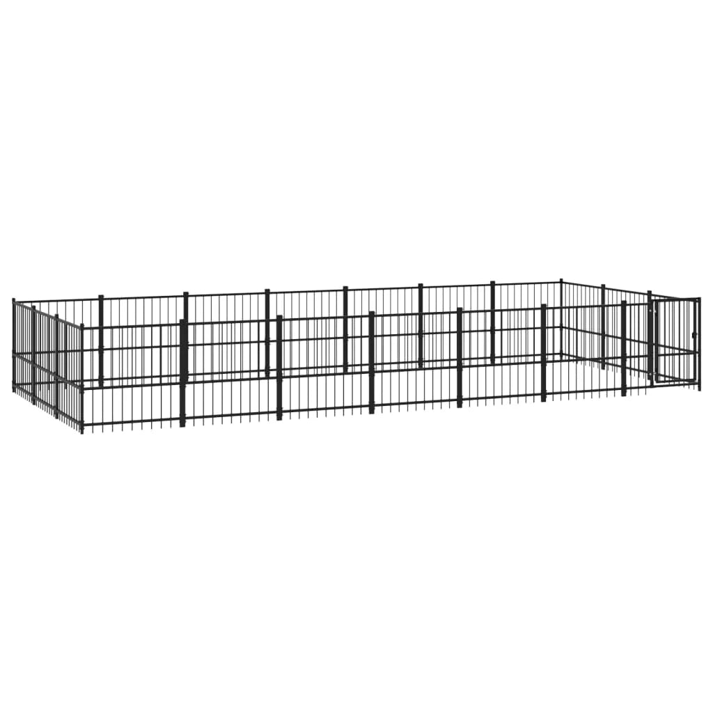 Gabbia per cuccia recinto per animali da esterno per cani in acciaio 19,76 m² nero 02_0041814