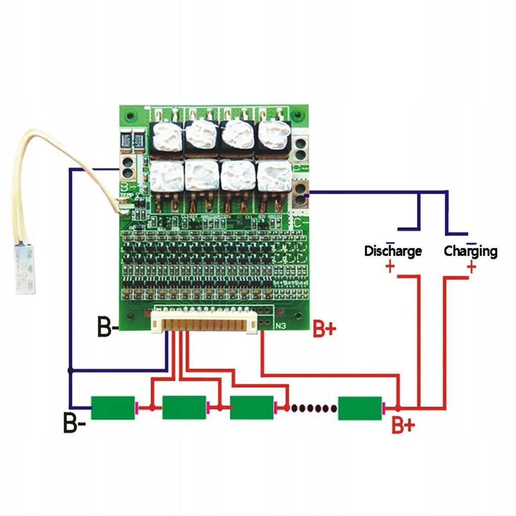 Modulo BMS per Celle Li-ion 18650 10S 36/42V – Protezione Avanzata e Gestione Batteria | Dimensioni 63x35mm