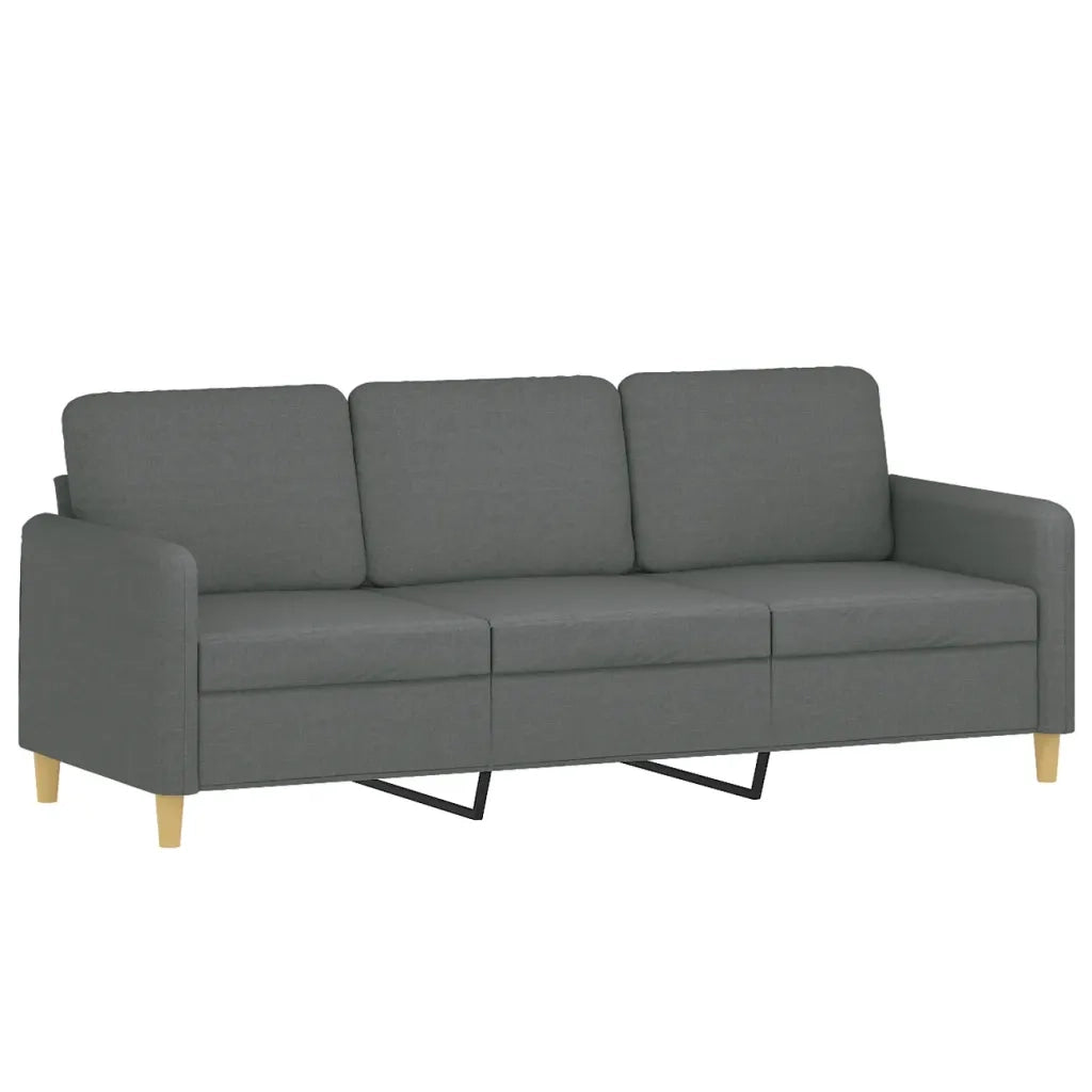 Divano a 3 Posti con Cuscini Grigio Scuro 180 cm in Tessuto 3200918