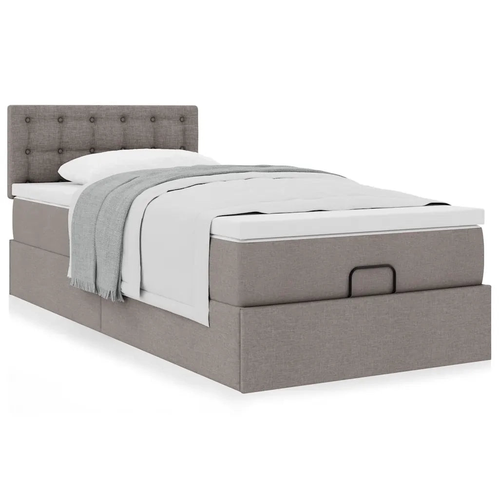 Struttura Letto Pouf con Materasso Tortora 90x190 cm in Tessuto 3311591