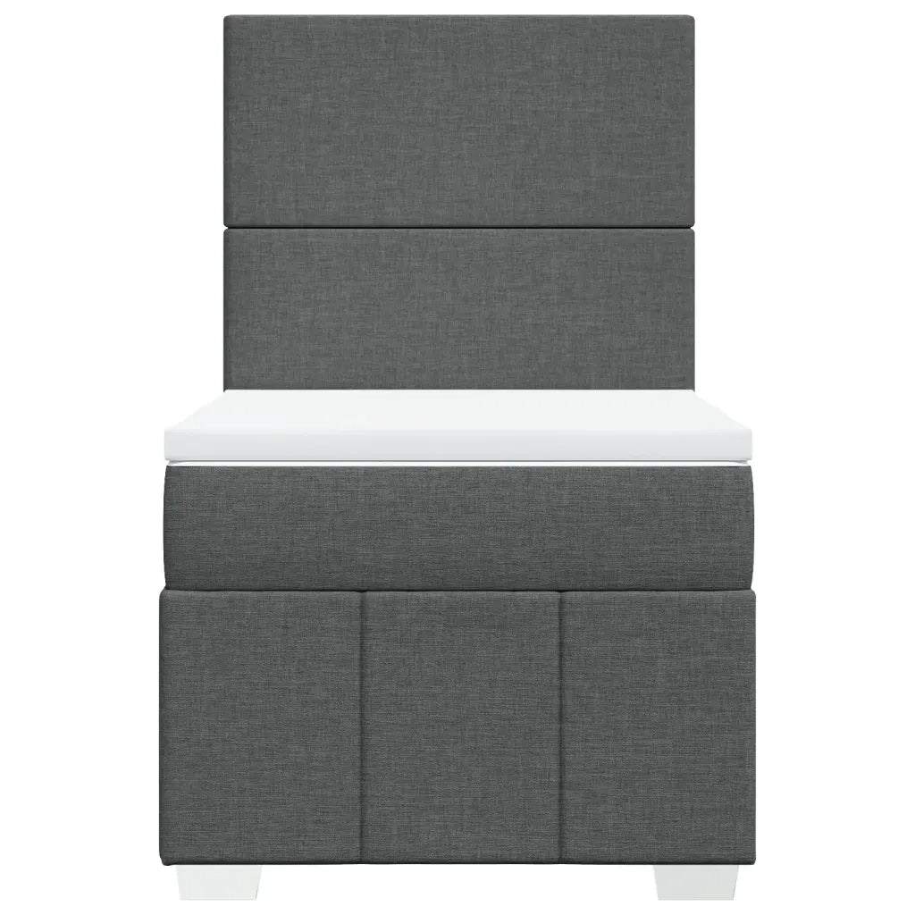 Letto singolo | Letto per adulti | Giroletto a Molle con Materasso Grigio Scuro 90x200 cm Tessuto