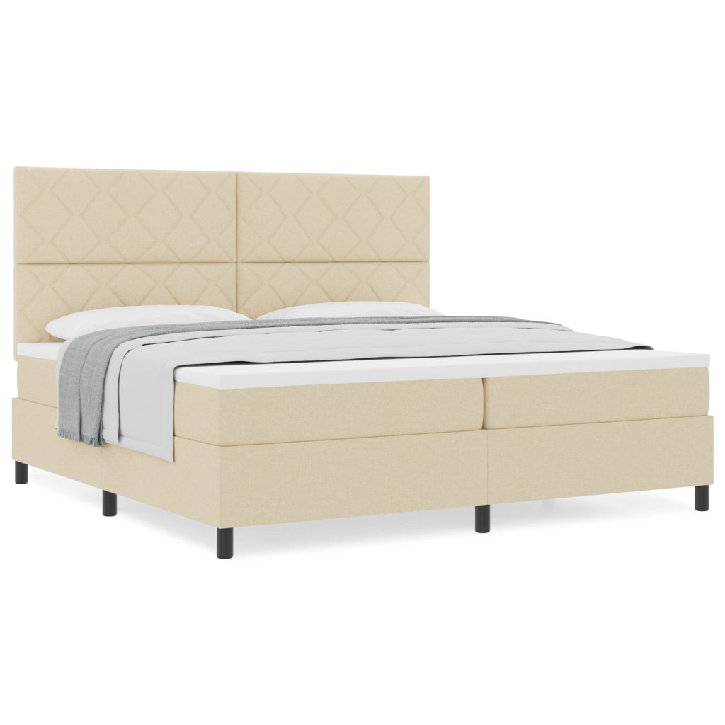 Letto box spring con materasso crema 200x200 cm in tessuto