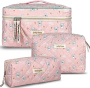 Borse cosmetiche per donne, borsa cosmetica con motivo floreale, set di make-up estetico, borse da toeletta imbottite, borsa da bellezza in cotone, grandi borse da make-up, articoli da viaggio, accessori estetici, ragazza pulita.