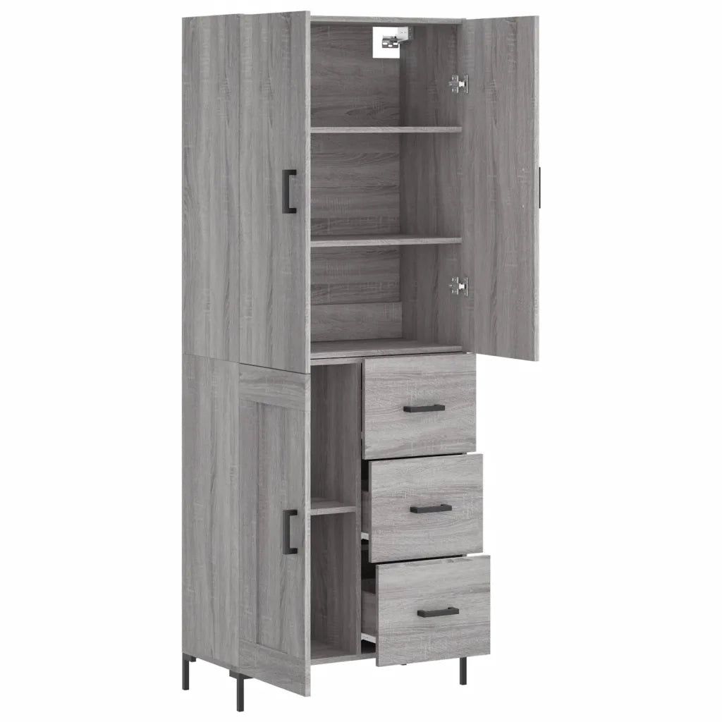 Credenza Grigio Sonoma 69,5x34x180 cm in Legno Multistrato 3196017