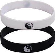 Set di 2 Bracciali Tai Chi Yang Polsbandjes in Silicagel - Accessori per Uomo e Donna - Copie con Cerniere - 6,5x6,5CM