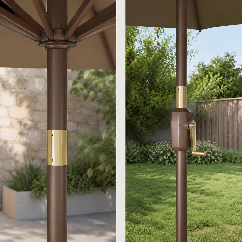 Parasol With Wooden Pole 350 Cm Taupe