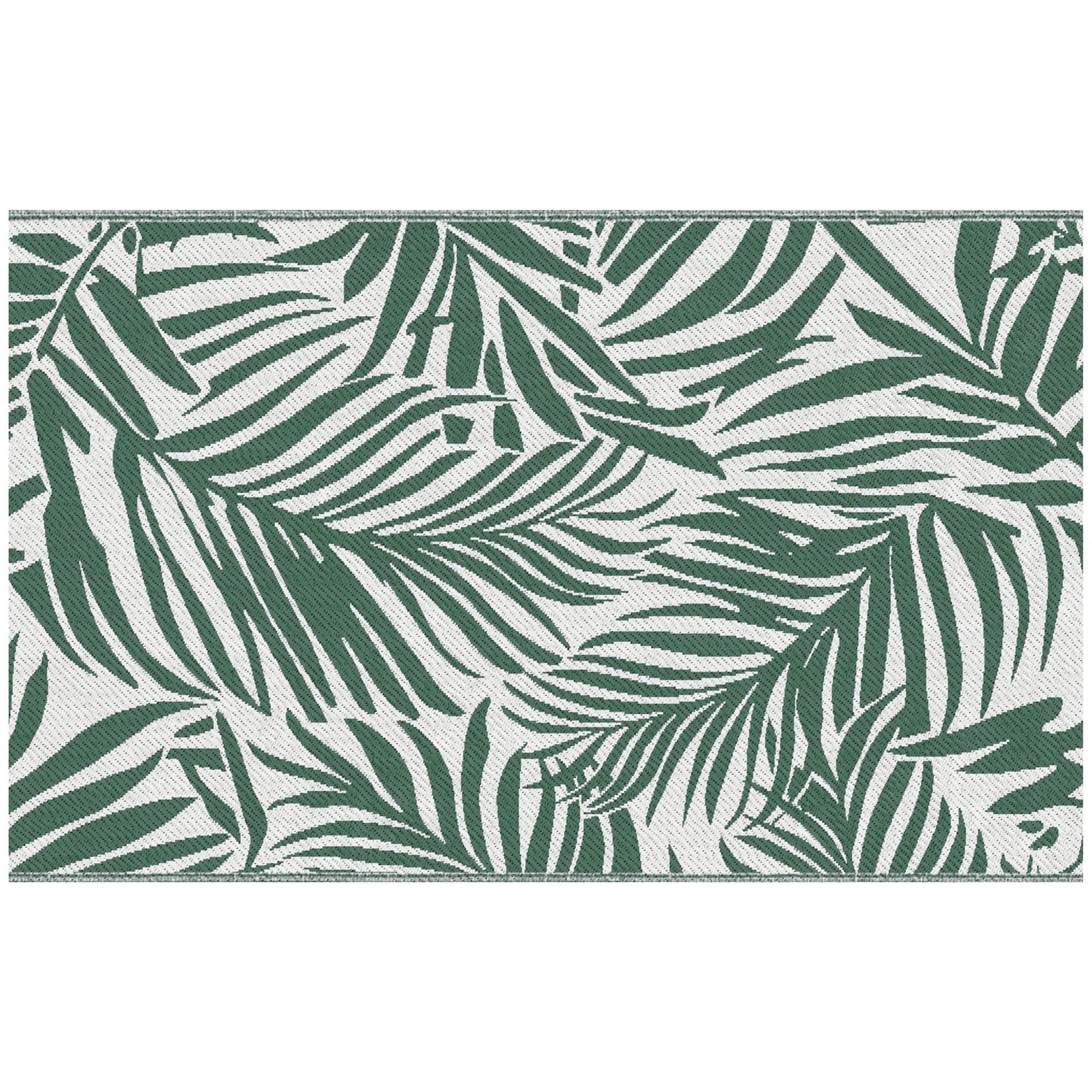 Tappeto da Esterno Reversibile 152x243 cm con Fantasia Geometrica Verde e Bianco