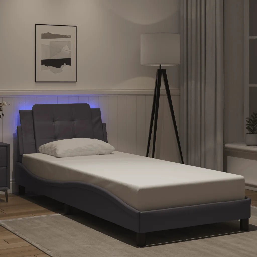 Giroletto con Luci LED Grigio 90x200 cm in Similpelle