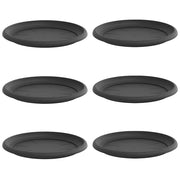 Set di 6 vassoi rotondi per fiori 27 x 27 x 2,5 cm per uso interno ed esterno design moderno plastica nera 02_0059345