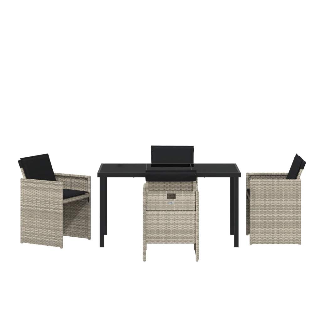 Set da Pranzo per Giardino da 5 Pezzi con Cuscini Grigio Chiaro Rattan Sintetico