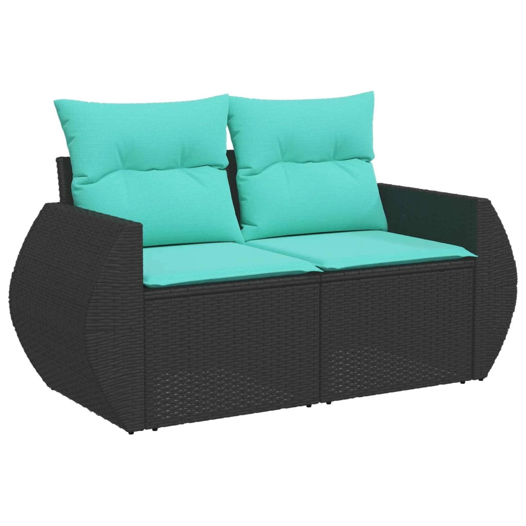 Set di divani 6 pz Nero e Blu Rattan sintetico e Acciaio 3447507