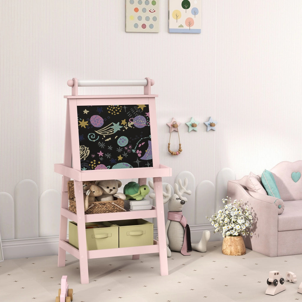 Tavolo da disegno bambini 3 in 1 con lavagna magnetica ¨C zephmum ¨C rosa