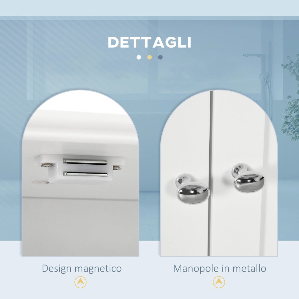 Armadietto Bagno Pensile 2 Ante con Ripiano e 2 Cassetti ¨C zephmum ¨C Legno Bianco
