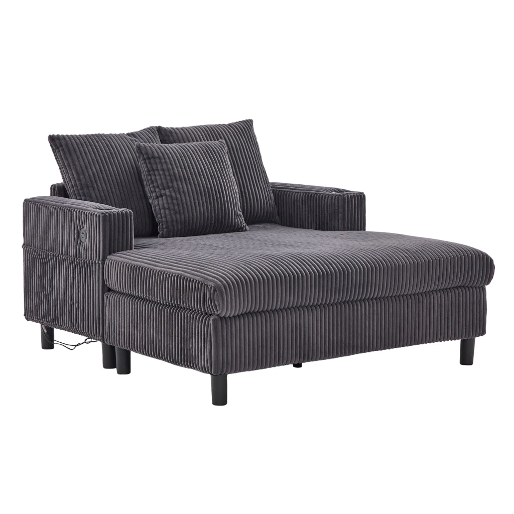 Poltrona chaise longue spaziosa e morbida - Zephmum - Portabicchieri laterali, prese USB, illuminazione LED integrata
