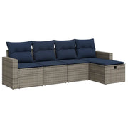 Set Divano da Giardino 5 pz | Set Salotto da Giardino con Cuscini Grigio in Polyrattan