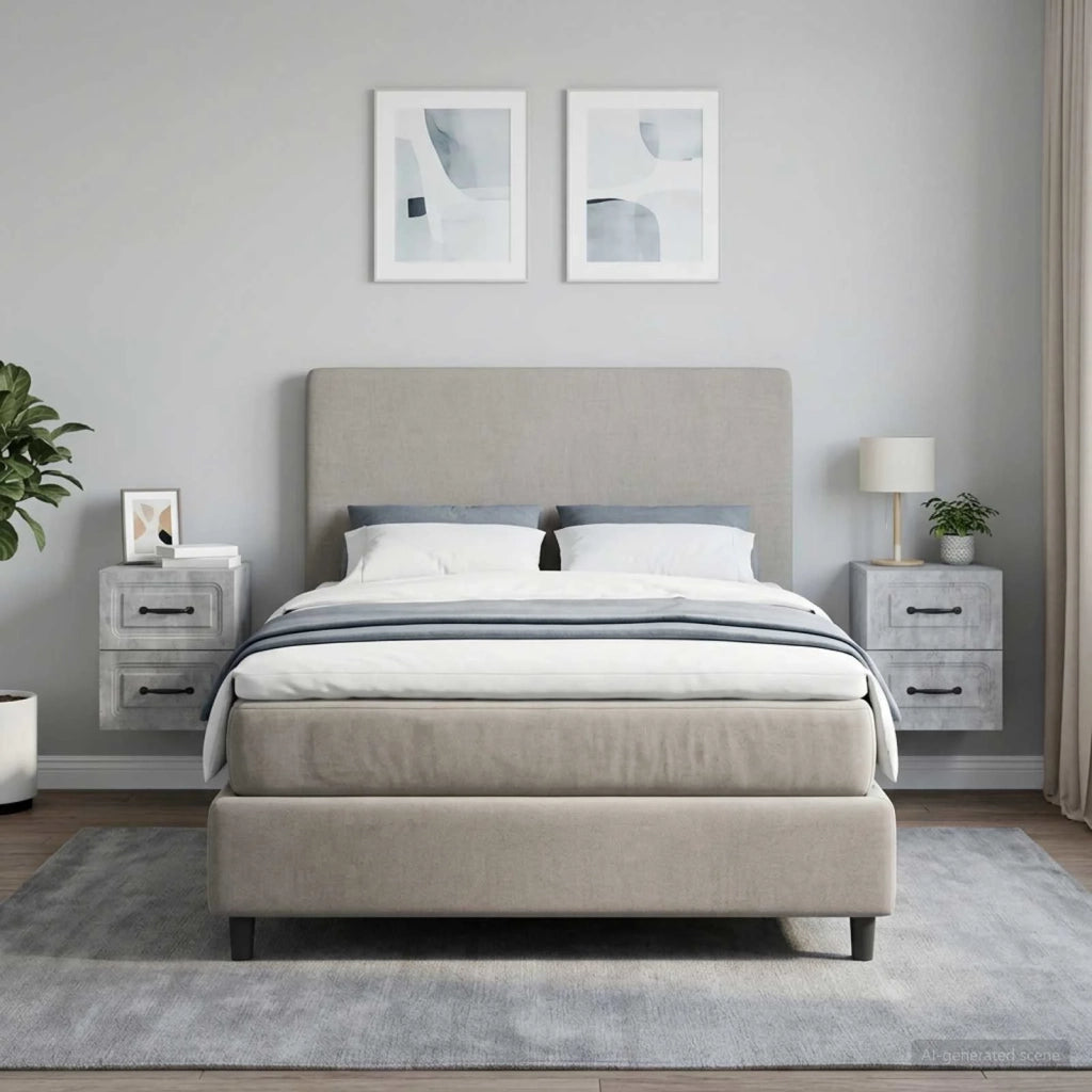 Mobiletto da notte a muro con cassetto 2 pcs Grigio Cemento 899322