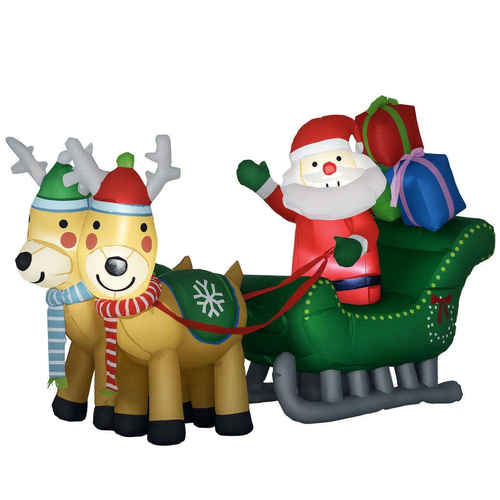 Decorazione Gonfiabile Natale Babbo Natale con Slitta e 2 Renne ¨C Xylo ¨C 210x70x125 cm con 4 LED