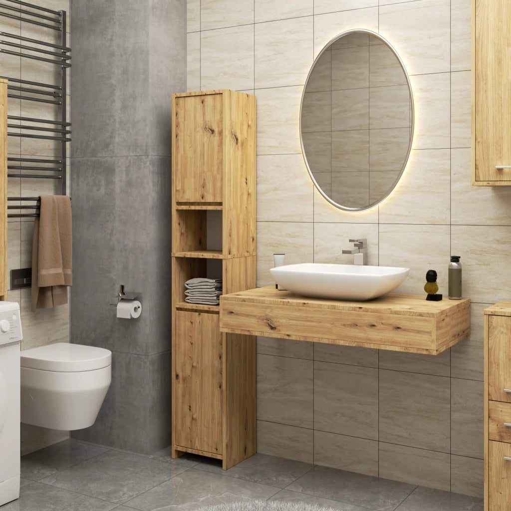 Mobile bagno AKORD FIN Quercia Artisan 30 cm 2 ante 1 cassetto 30x30x85 cm