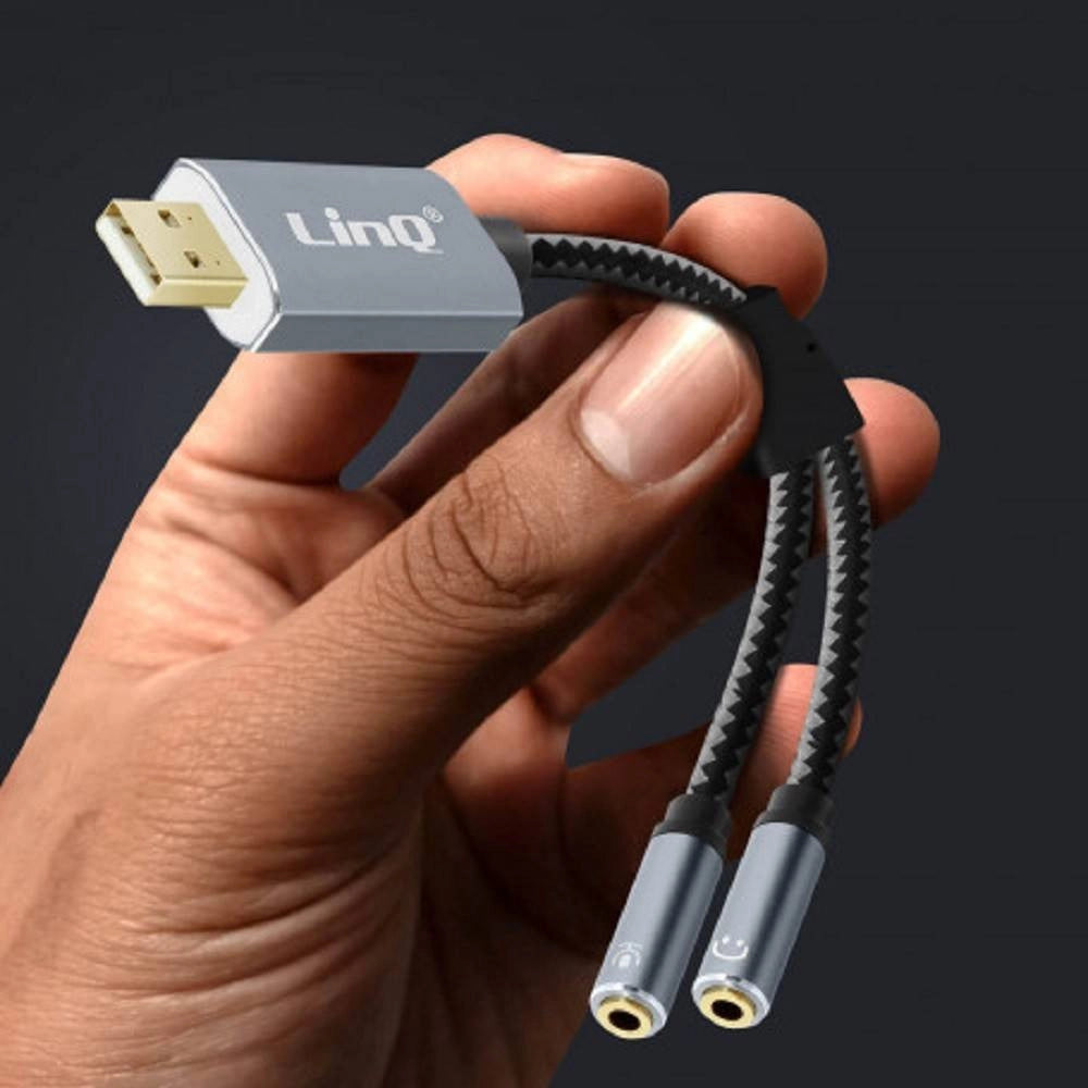 Trade Shop - Adattatore Audio Usb Maschio A 2 Jack Aux 3.5mm Femmina Microfono Cavo 30cm U3532 -