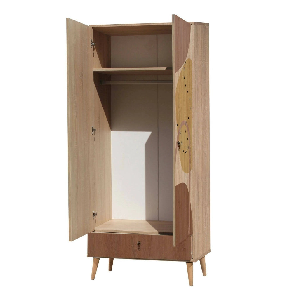 Guardaroba 2 ante Atomic, Mobile camera da letto, Cabina armadio portabiti, Armadio appendiabiti, 80x45h190 cm, Multicolore