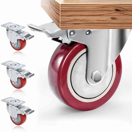 Quattro ruote per mobili, ruote pesanti con freni, ruote per mobili 75mm Maxi 544KG, ruote inclinabili per mobili, senza strisce e silenziose, ruote per trasporto per mobili su pallet, ruote industriali