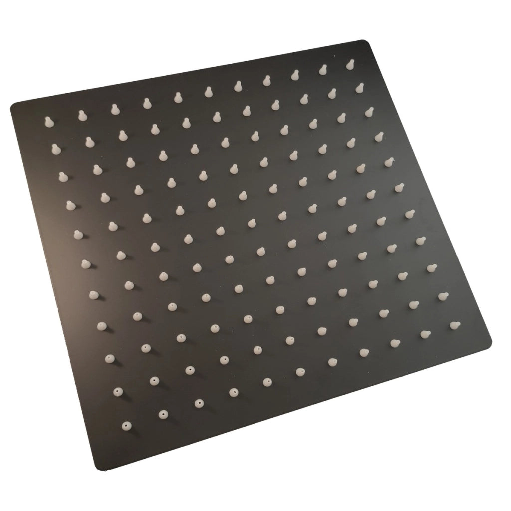 Soffione doccia quadrato 20x20 25x25 in acciaio inox nero opaco, misura 25x25