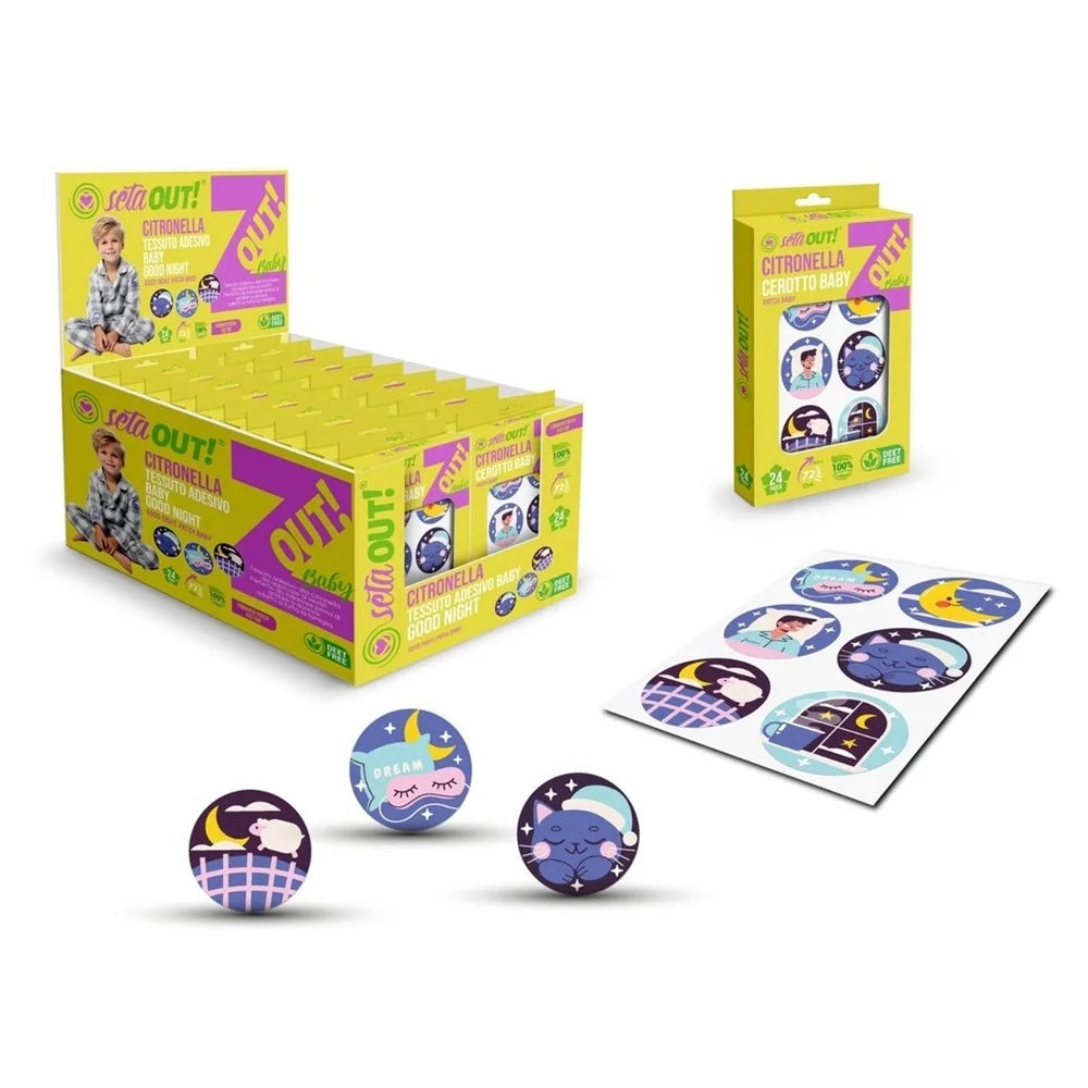 Trade Shop - Set 20pz Da 24 Cerotti Tessuto Adesivo Citronella Per Bambini Design Buonanotte 625730a -