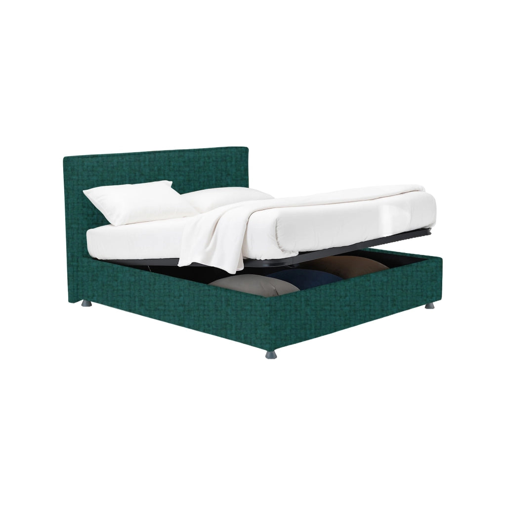 Harlow, Letto Piazza e Mezza Sfoderabile Made in Italy, Verde Petrolio