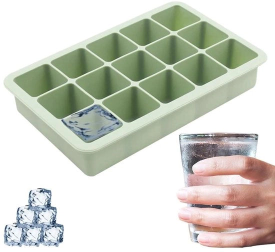 Cubetti di ghiaccio in forma di blocco con coperchio, 15 celle, adatti per cocktail, whisky, vino, frutta, frutta purè, ghiaccio e tè freddo.