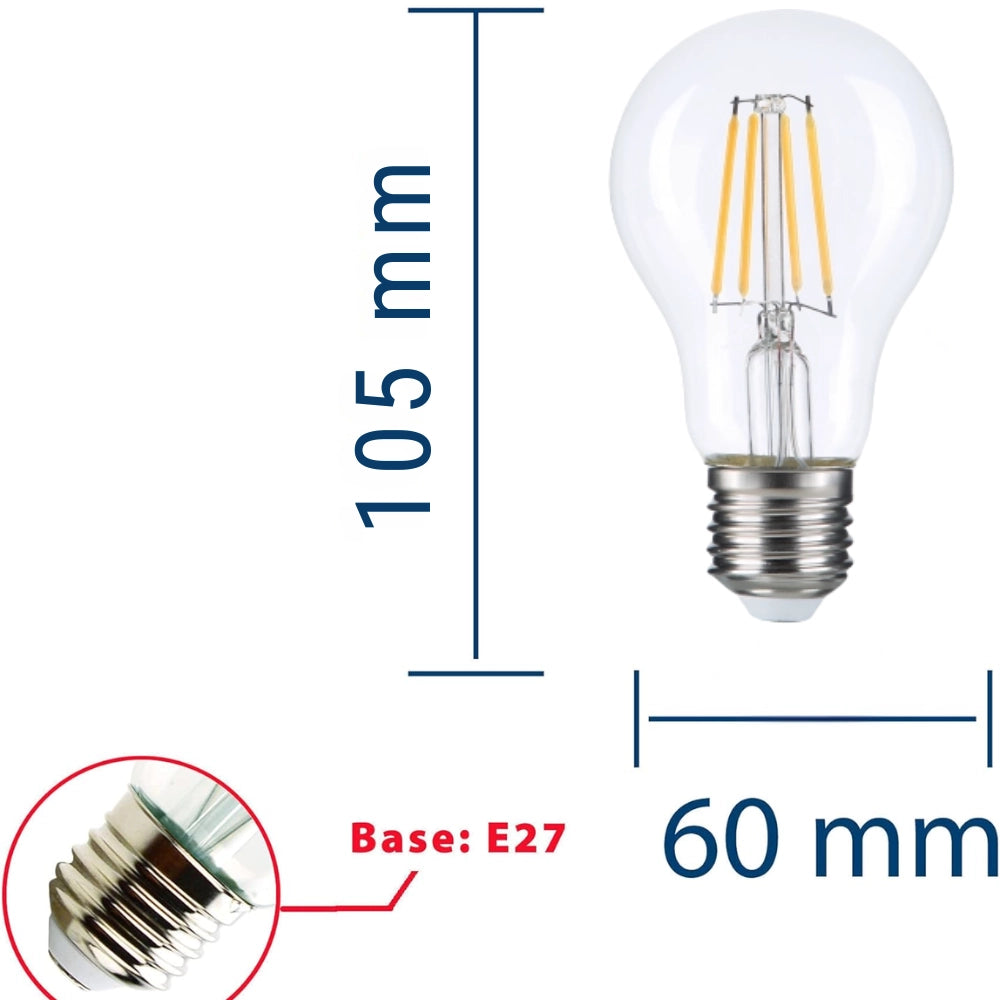 Optonica lampadina led a60 8w filamento vetro trasparente e27 810 lumen *** temperatura colore lampada 2700k bianco c...
