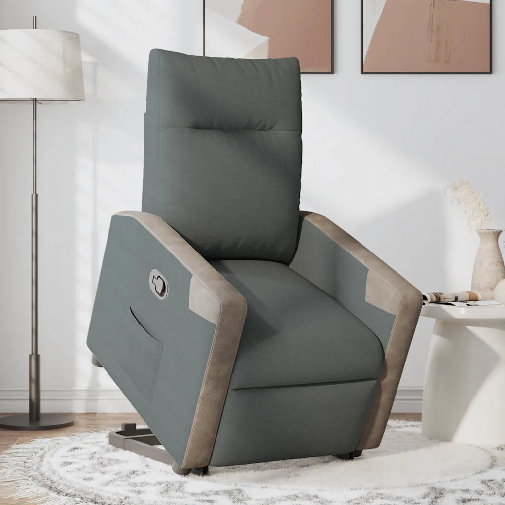 Poltrona | Sedia Relax Alzapersona Reclinabile Grigio Scuro in Tessuto
