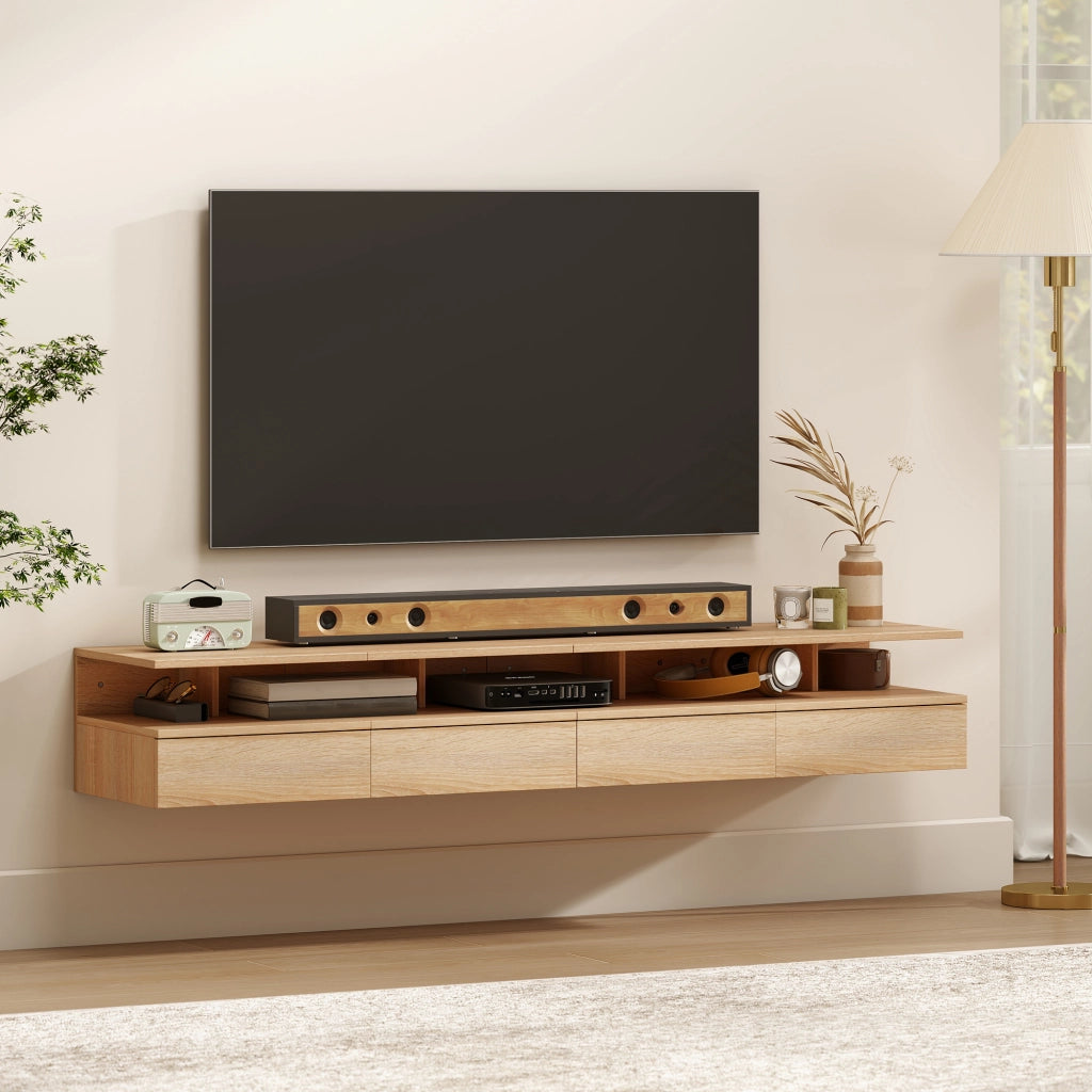 Comodino sospeso con cassetto ¨C Xylo ¨C Set 2 pezzi quercia 35x32x22,5cm