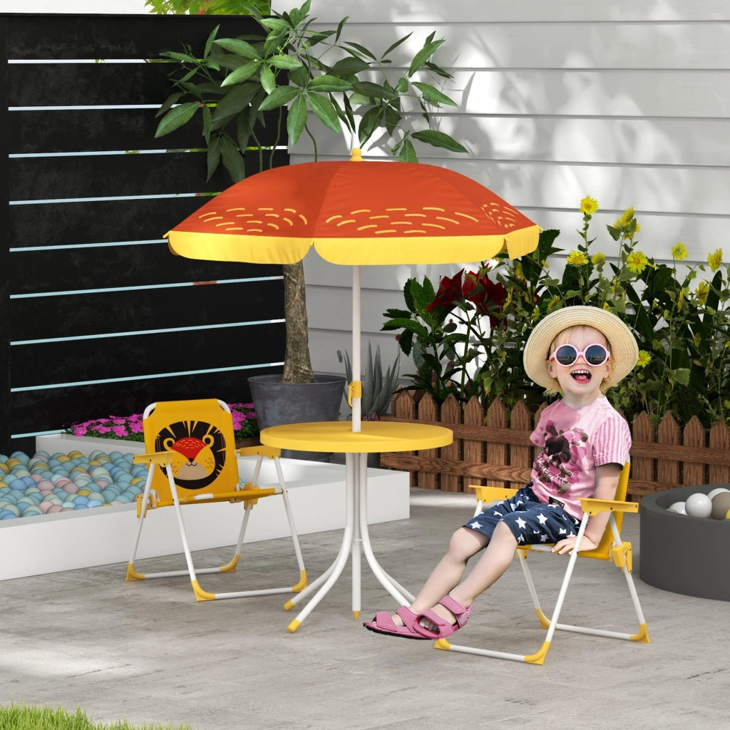 Set tavolo e sedie pieghevoli per bambini ¨C zephmum ¨C giallo, tema leone