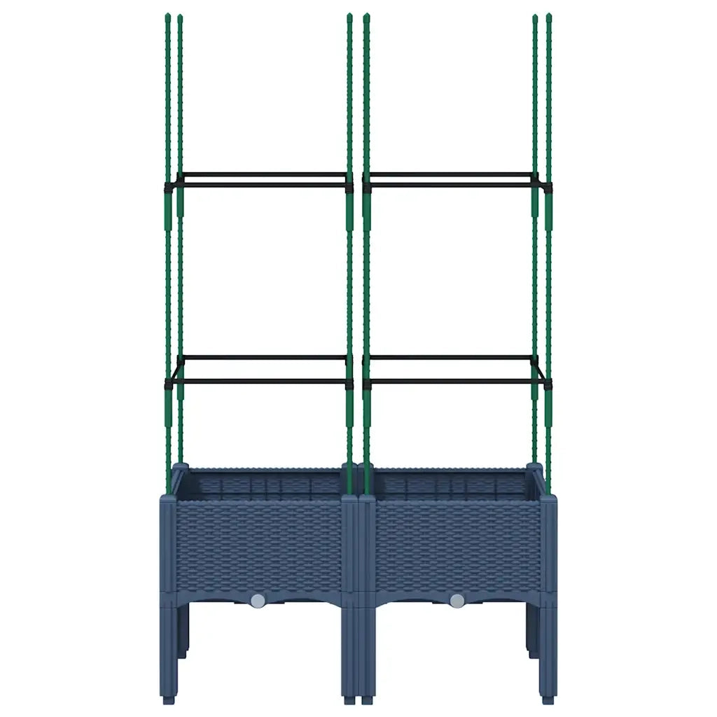 Fioriera | Cassetta per fiori | Vaso da Giardino con Graticcio Grigio Blu 80x40x142,5cm PP