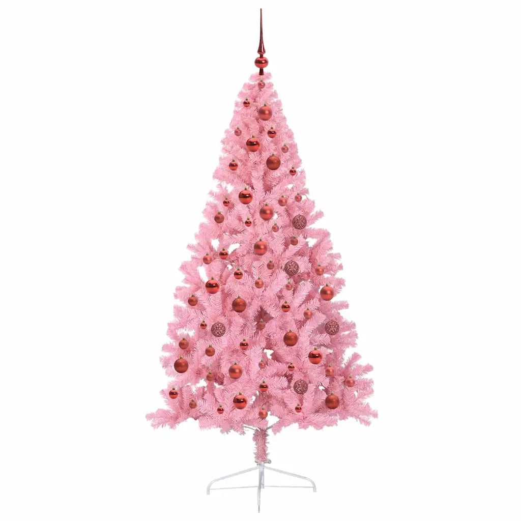 Albero di Natale artificiale con luci integrate Rosa 180 cm PVC